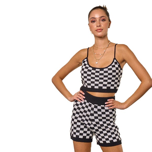Checker Sweater Shorts