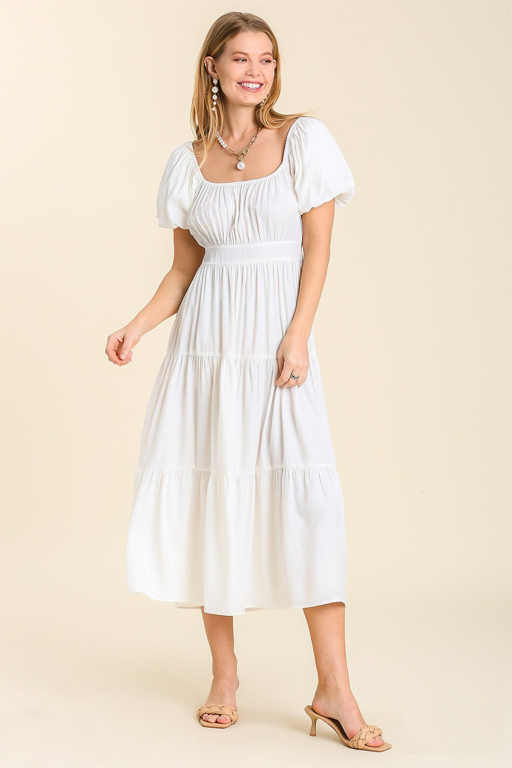 White square hotsell neck maxi dress